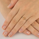 Anel Feminino De Ouro 18k Coração Vazado Com Diamantes