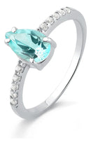 Anel Feminino De Prata 925 Gota Topázio Natural Com Zircônia