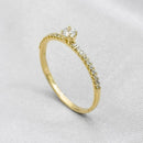 Anel Solitário Aliança Zircônias Cravejadas Ouro 18k