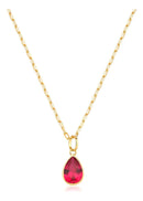 Colar De Ouro 18k Elos Longos Com Ponto De Luz Gota E 45cm Cor Rubi