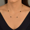 Colar Feminino De Ouro 18k Trevos Com 6mm E 45cm Cor Ônix