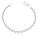 Pulseira Masculina De Prata 925 Cadeado Com 21cm E 3mm Prateado 21 Cm