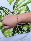 Pulseira Prata 925 Olho Grego Colorido Céu de Prata 19cm