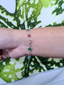 Pulseira Prata 925 Olho Grego Colorido Céu de Prata 19cm